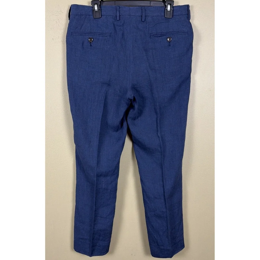 J.Crew Bowery Slim Fit, Baird McNutt Irish Linen Pants Men's 32x30 Navy Preppy